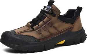 Men's Waterproof Hiking Shoes Leather Casual Outdoor Low Walking Trekking Shoes for Men