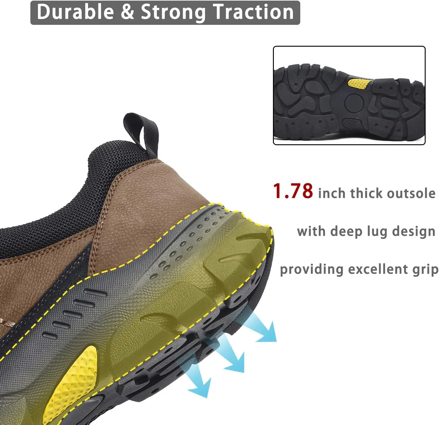 Men's Waterproof Hiking Shoes Leather Casual Outdoor Low Walking Trekking Shoes for Men