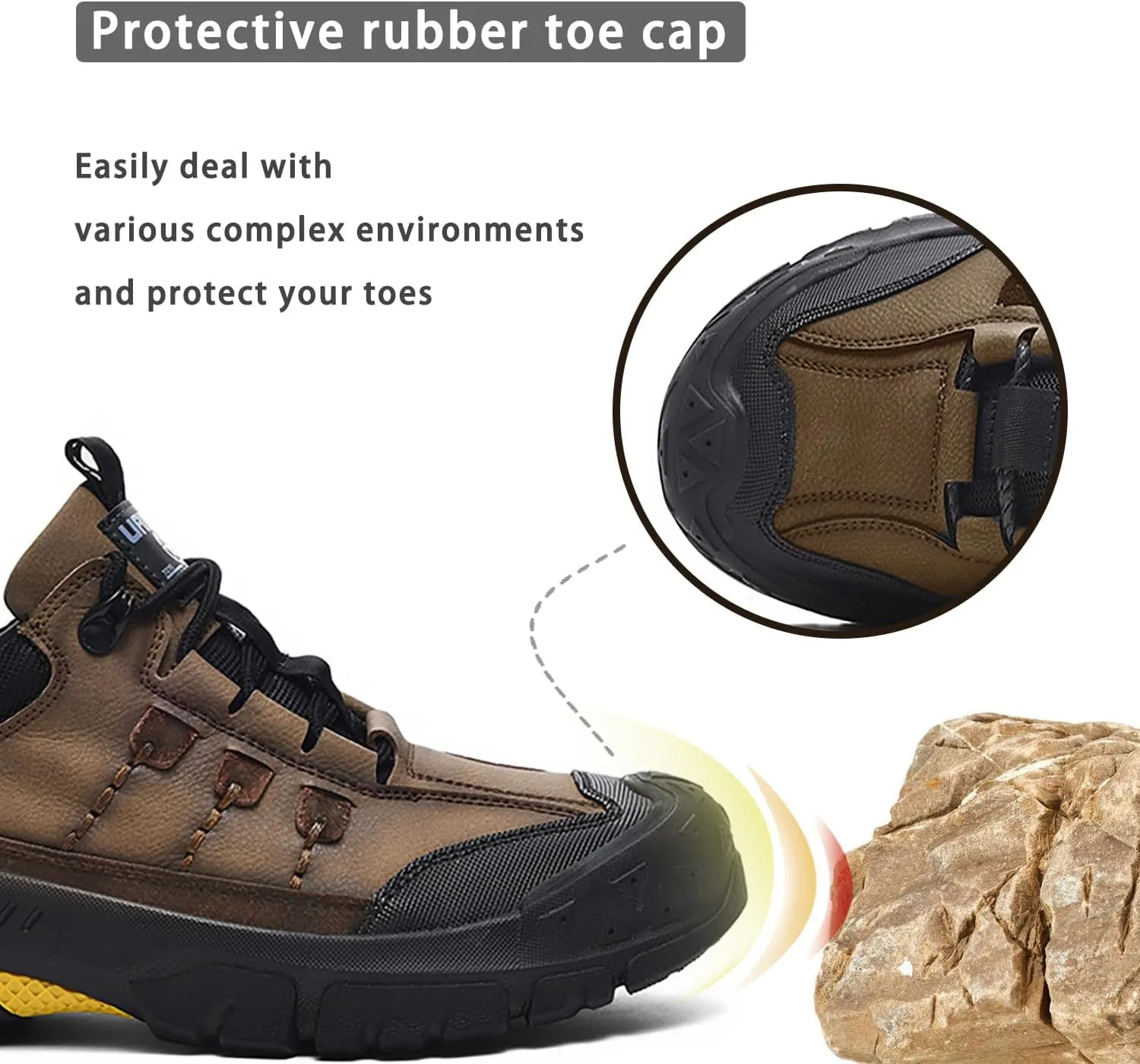 Men's Waterproof Hiking Shoes Leather Casual Outdoor Low Walking Trekking Shoes for Men