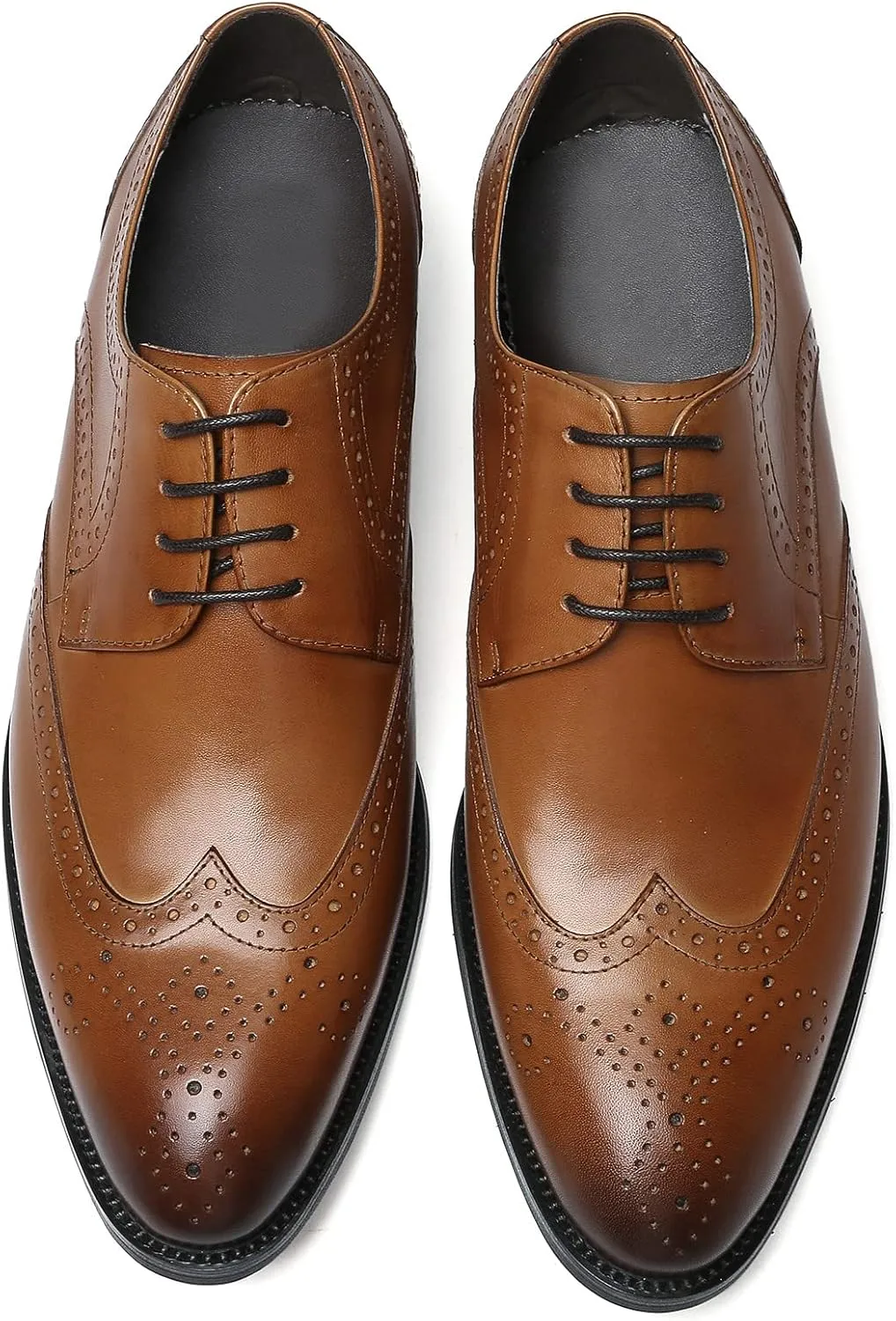 Men's Wingtip Oxfords Formal Dress Leather Brogues Derby Business Prom Wedding Fashion Casual Walking Shoes for Men