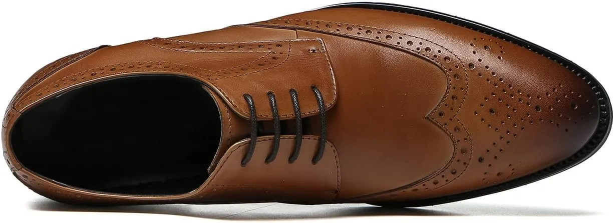 Men's Wingtip Oxfords Formal Dress Leather Brogues Derby Business Prom Wedding Fashion Casual Walking Shoes for Men