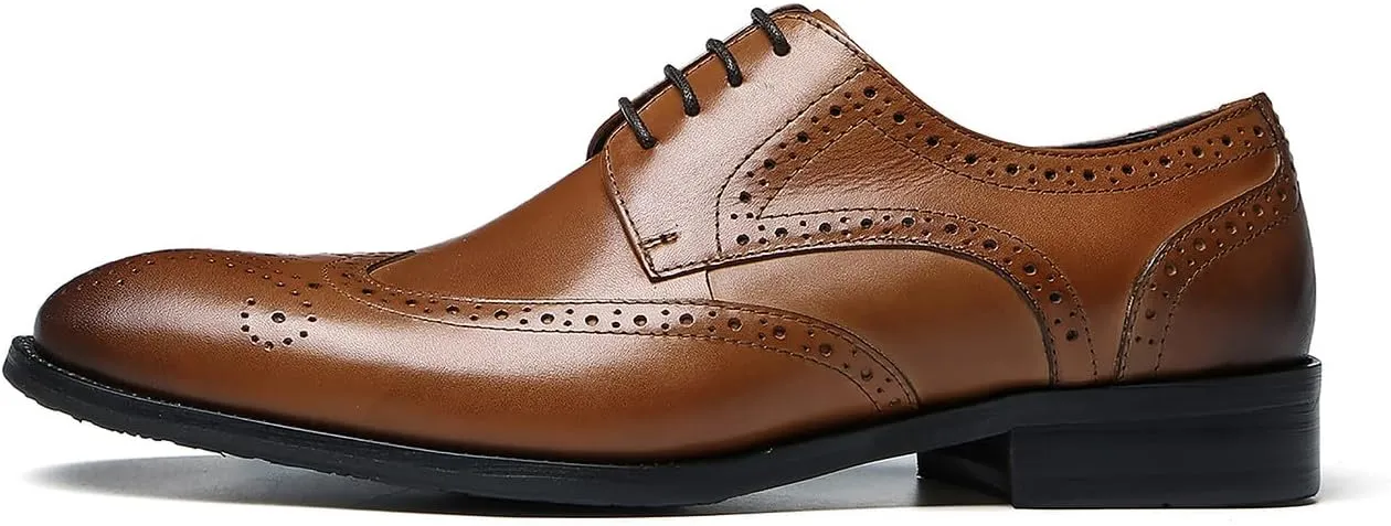 Men's Wingtip Oxfords Formal Dress Leather Brogues Derby Business Prom Wedding Fashion Casual Walking Shoes for Men