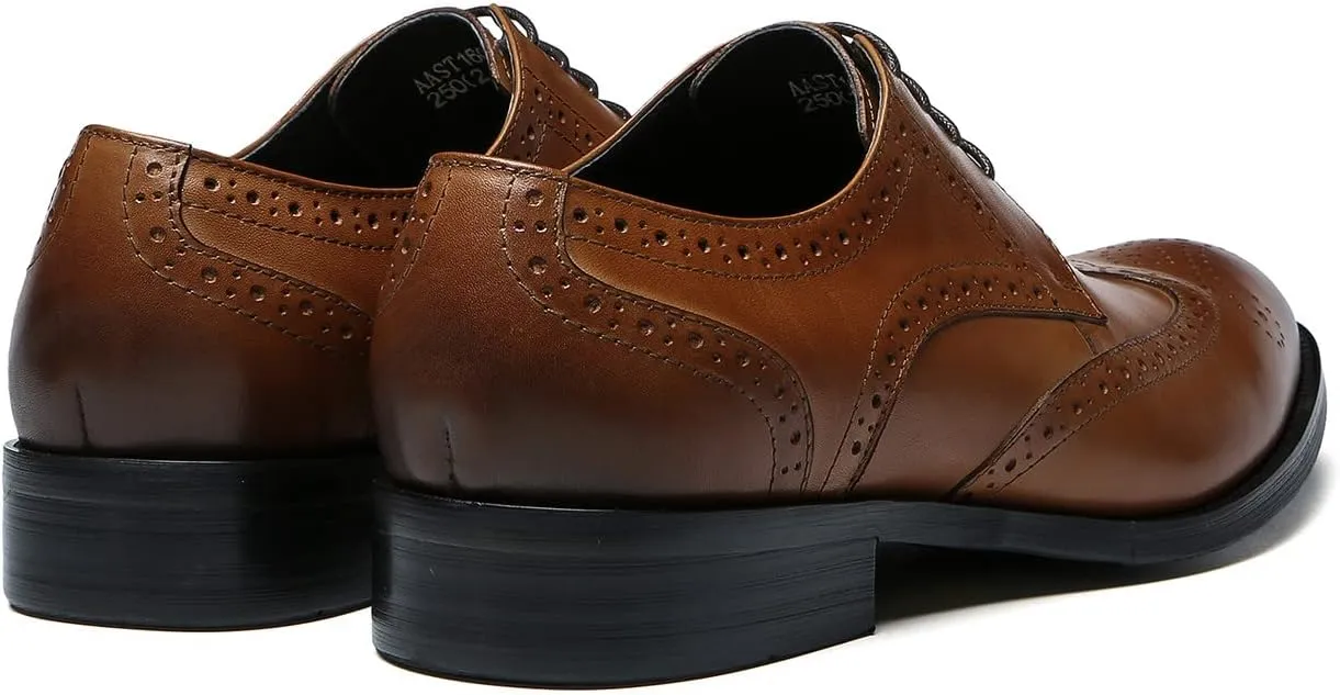 Men's Wingtip Oxfords Formal Dress Leather Brogues Derby Business Prom Wedding Fashion Casual Walking Shoes for Men
