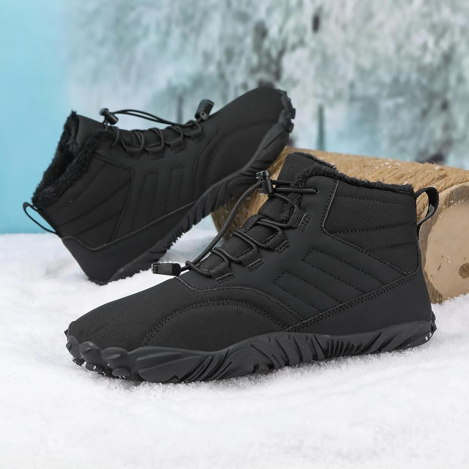 Mens Womens Hike Barefoot Minimalist Shoes Winter Footwear Zero Drop Sole Wide Toe Box Waterproof Hiking Boots Women Warm and comfortable