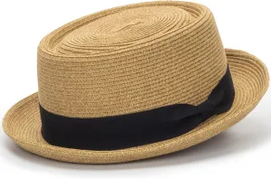 Men/Women Summer Straw Pork Pie Hat Boater Derby Fedora Sun Hats with Bowknot(S/M)