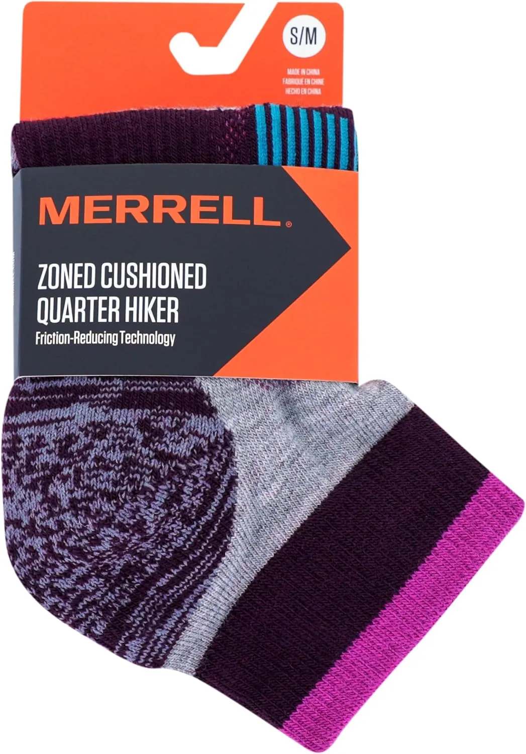 Merrell Men's and Women's Zoned Cushioned Wool Hiking Ankle Socks-Breathable Arch Support