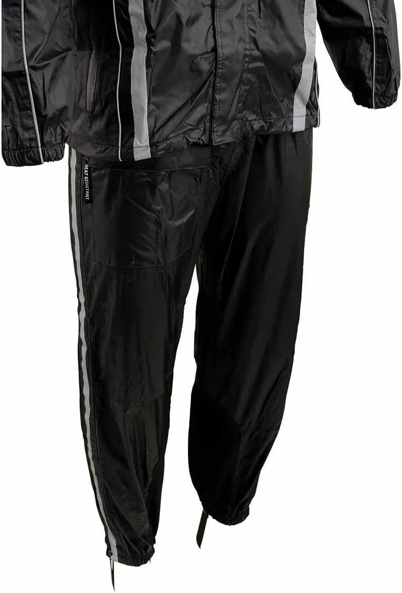 Milwaukee Leather MPM9510 Men's Black Water-Resistant Motorcycle Rain Suit with Hi Vis Reflective Tape