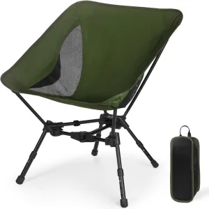 MINGPINHUIUS Portable Camping Chair Backpacking Chair: Ultra Light Height Adjustable Foldable Outdoor Chair Setup in Fast Upgraded Aluminum Frames for Picnic Festival Outside Travel (Military Green)