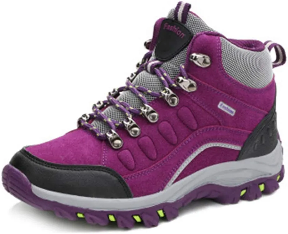 MIOKE Women's Waterproof Hiking Boots Casual Running Trail Hiker High-top Non-Slip Outdoor Climbing Shoes Purple