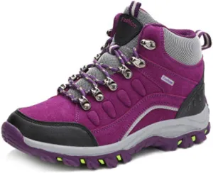 MIOKE Women's Waterproof Hiking Boots Casual Running Trail Hiker High-top Non-Slip Outdoor Climbing Shoes Purple