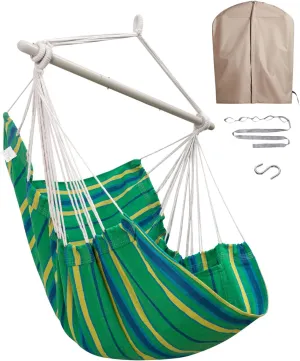 Miztli Hammock Chair with Hanging Chair Cover – Max 500 Lbs, Steel Spreader Bar with Anti-Slip Rings, Comfortable Indoor & Outdoor Hanging Chair – Includes Protective Waterproof Cover (57x45.5 in)