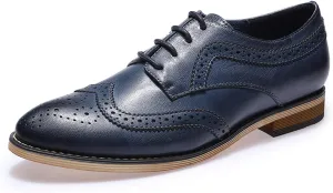 Mona flying Casual Wing Tip Oxfords Brogue for Women Ladies Handmade Lace up Leather Derby Shoes