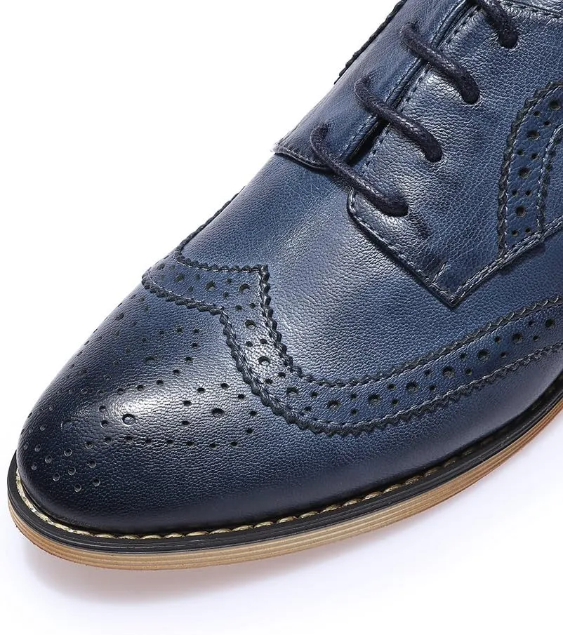 Mona flying Casual Wing Tip Oxfords Brogue for Women Ladies Handmade Lace up Leather Derby Shoes