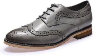 Mona flying Casual Wing Tip Oxfords Brogue for Women Ladies Handmade Lace up Leather Derby Shoes