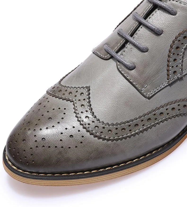Mona flying Casual Wing Tip Oxfords Brogue for Women Ladies Handmade Lace up Leather Derby Shoes