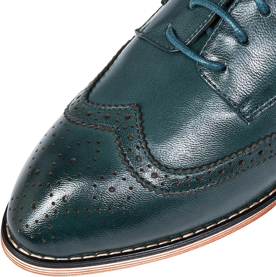 Mona flying Casual Wing Tip Oxfords Brogue for Women Ladies Handmade Lace up Leather Derby Shoes