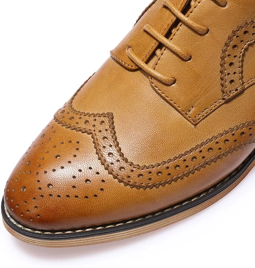 Mona flying Casual Wing Tip Oxfords Brogue for Women Ladies Handmade Lace up Leather Derby Shoes