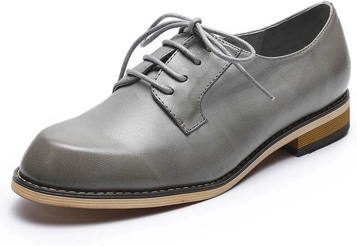 Mona flying Women's Handmade Dress Oxfords Derby Comfy Lace up Leather Shoes for Ladies