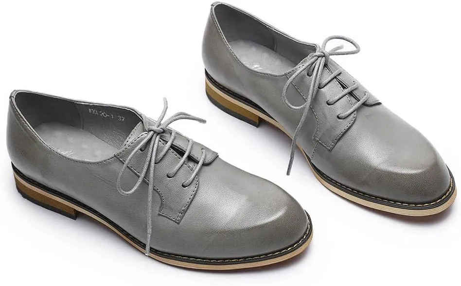 Mona flying Women's Handmade Dress Oxfords Derby Comfy Lace up Leather Shoes for Ladies