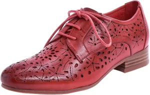 Mona flying Women's Leather Perforated Lace-up Oxfords Brogue Derby Shoes for Ladies