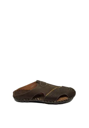 MULE SLIP-ON SANDALS IN DARK BROWN