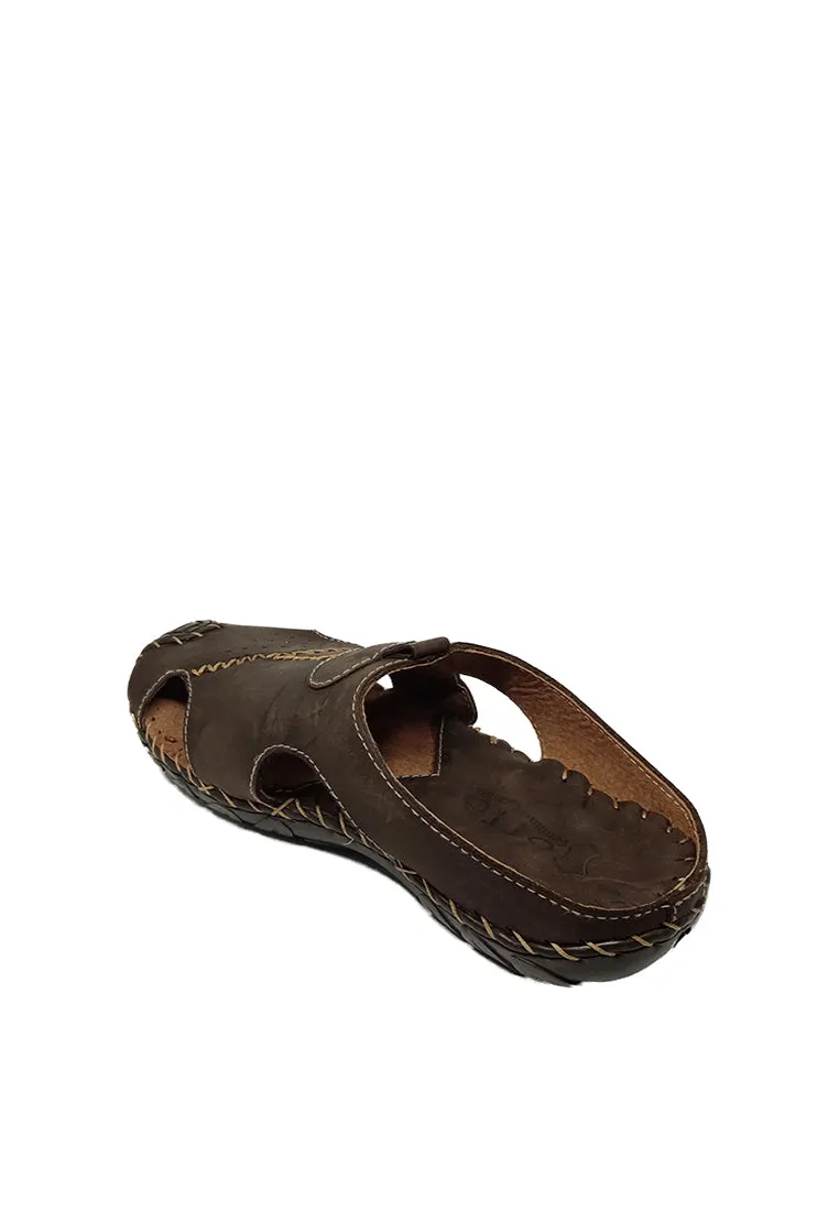 MULE SLIP-ON SANDALS IN DARK BROWN