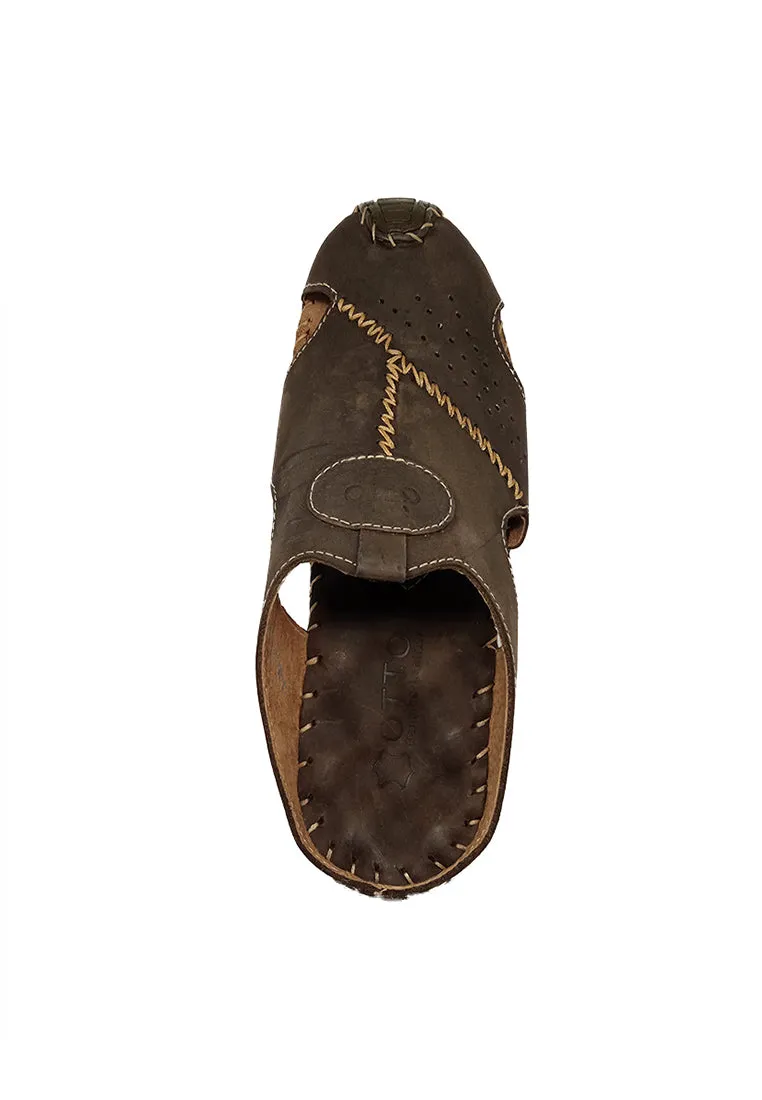 MULE SLIP-ON SANDALS IN DARK BROWN