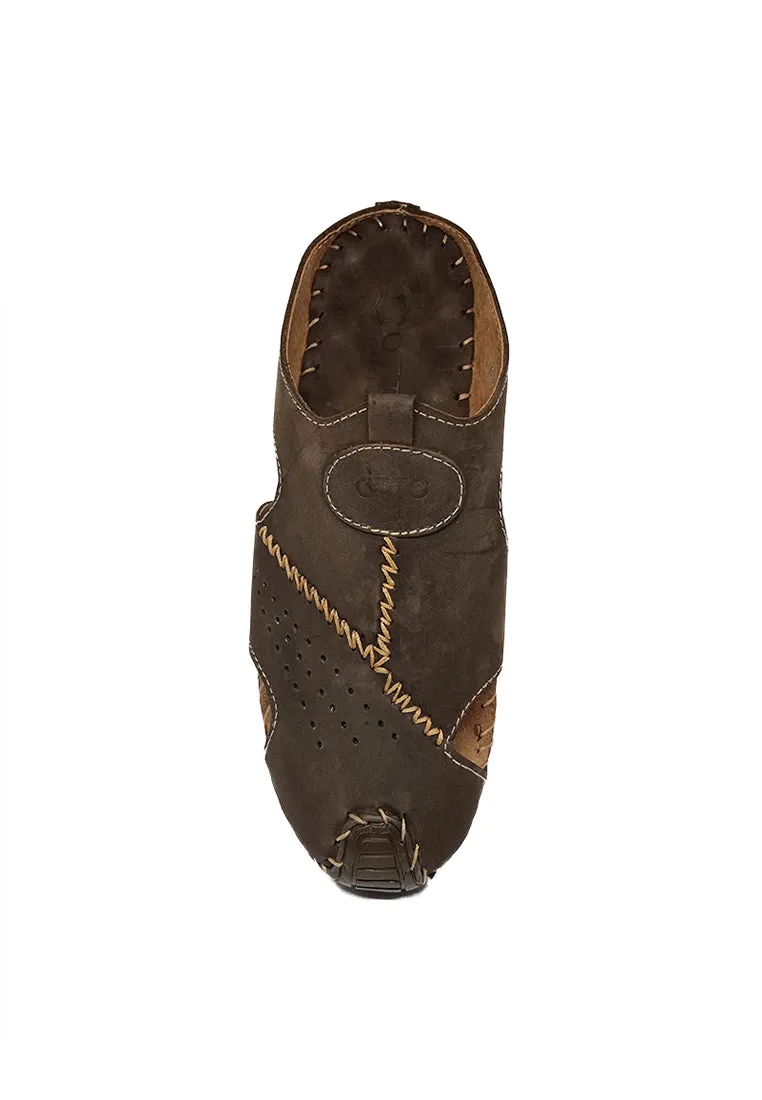 MULE SLIP-ON SANDALS IN DARK BROWN