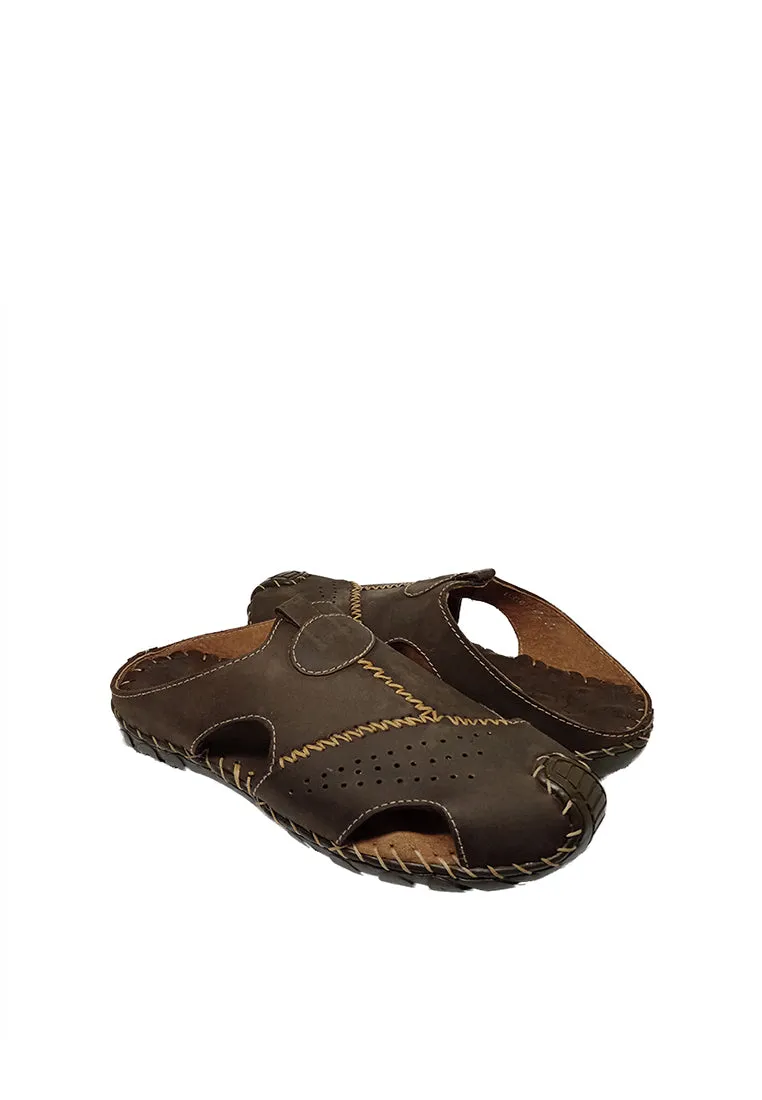 MULE SLIP-ON SANDALS IN DARK BROWN