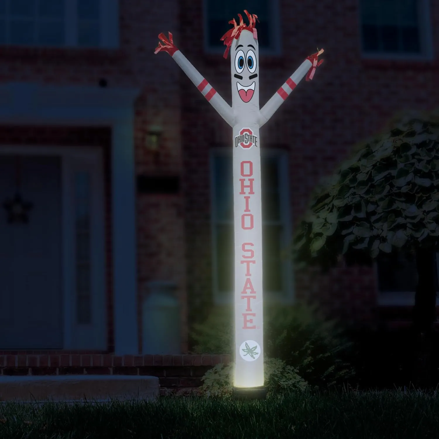 NCAA Ohio State Buckeyes Football Wacky Waving Inflatable Tube Guy with LED Lights & Built-in Blower - 6" x 36" x 96" Inflatable Tube Man Crazy Sports Fan Outdoor Party Decoration