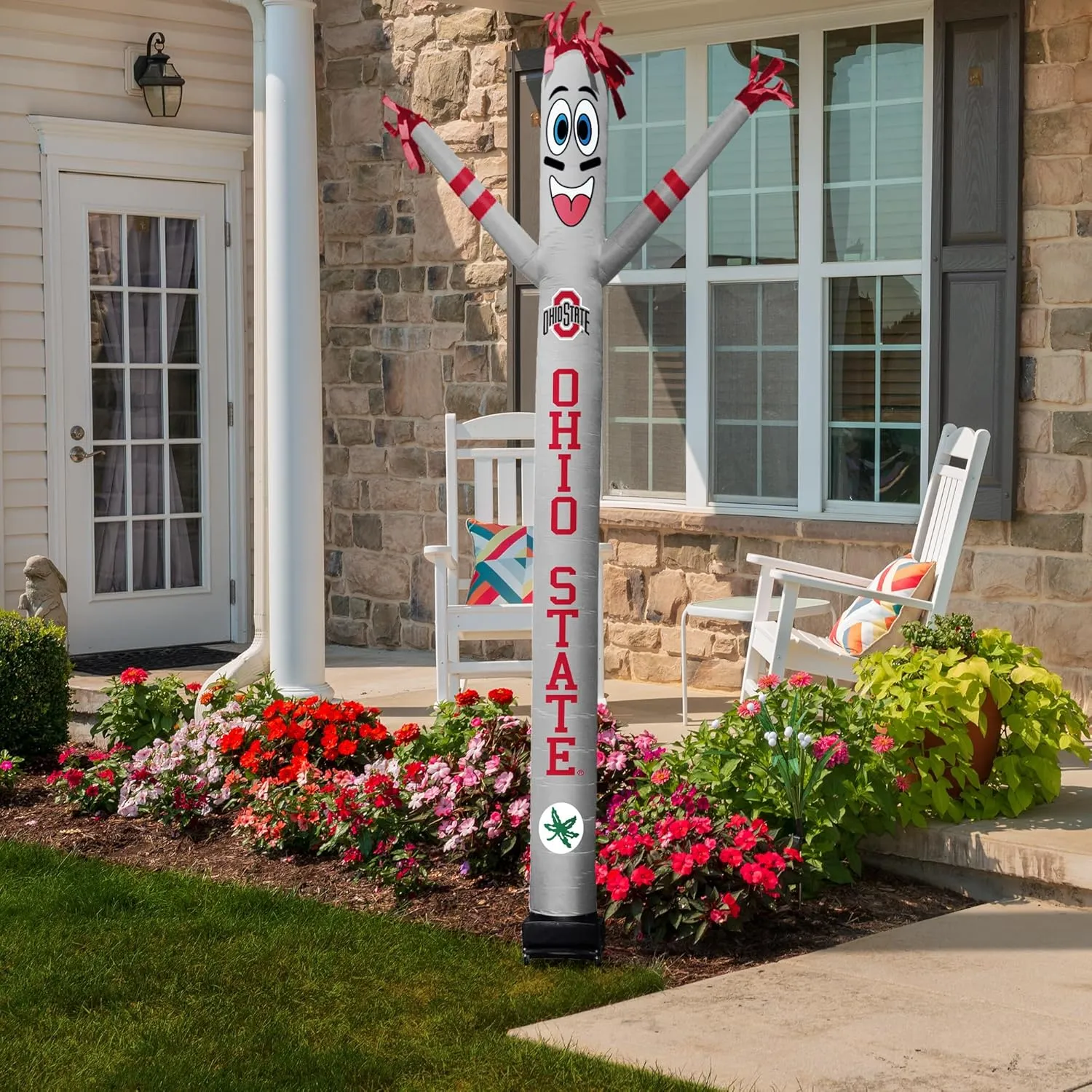 NCAA Ohio State Buckeyes Football Wacky Waving Inflatable Tube Guy with LED Lights & Built-in Blower - 6" x 36" x 96" Inflatable Tube Man Crazy Sports Fan Outdoor Party Decoration