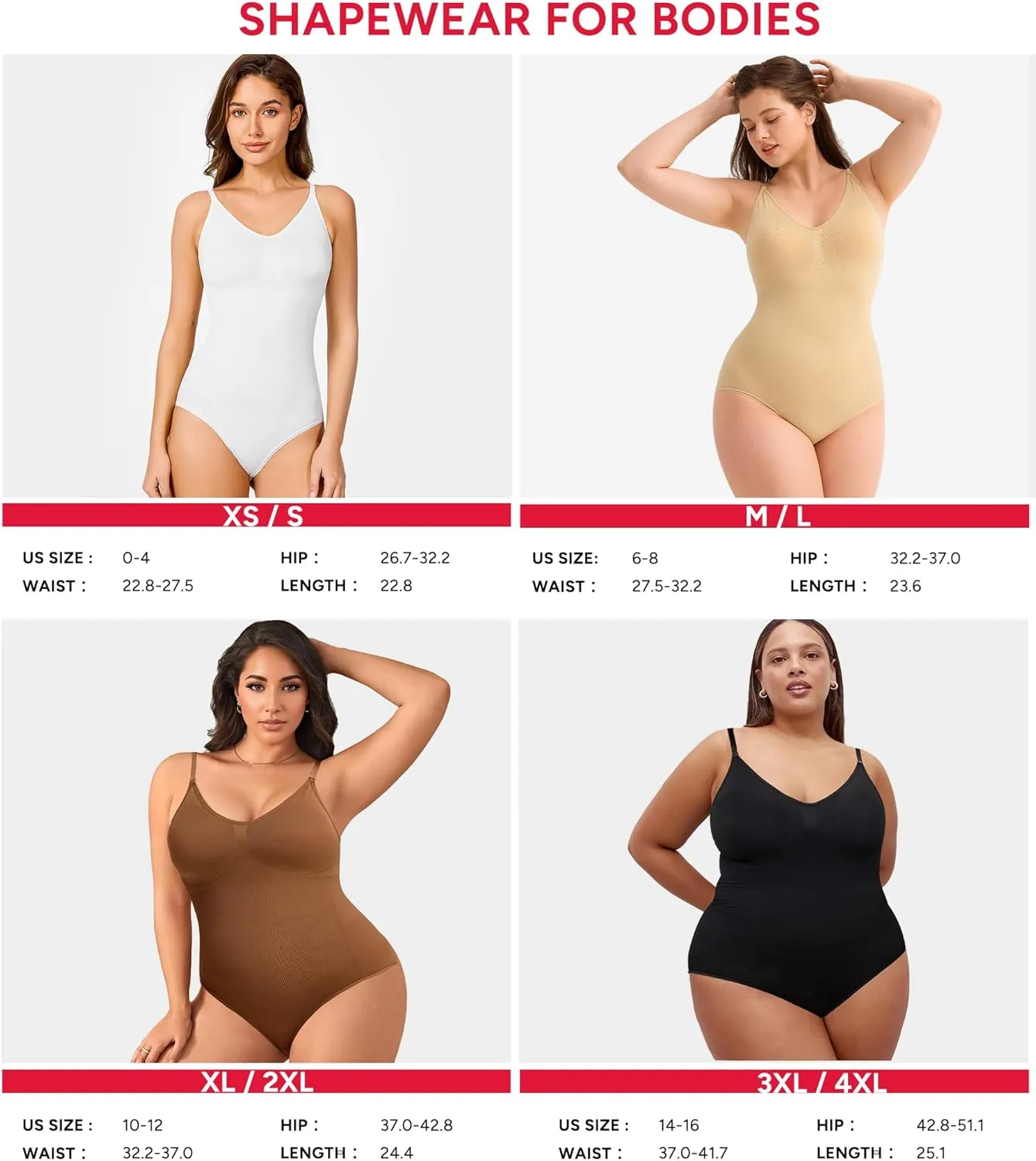 Nebility Shapewear for Women Tummy Control Shapewear Bodysuits Seamless Body Shaper Waist Trainer Snatched Body Suit