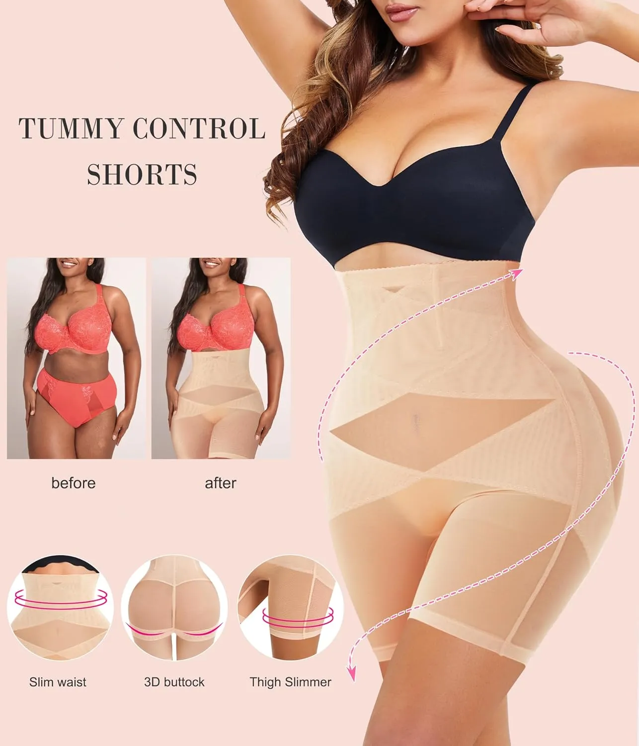 Nebility Womens' Tummy Control High Waist Trainer Body Shaper