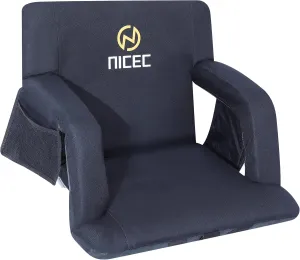 Nice C Stadium Seats, Floor Chair, Bleacher Chairs, 5 Reclining Positions Waterproof Cushion, Ultralight, Foldable, Extra Thick Padding, with Shoulder Straps & Net Pockets
