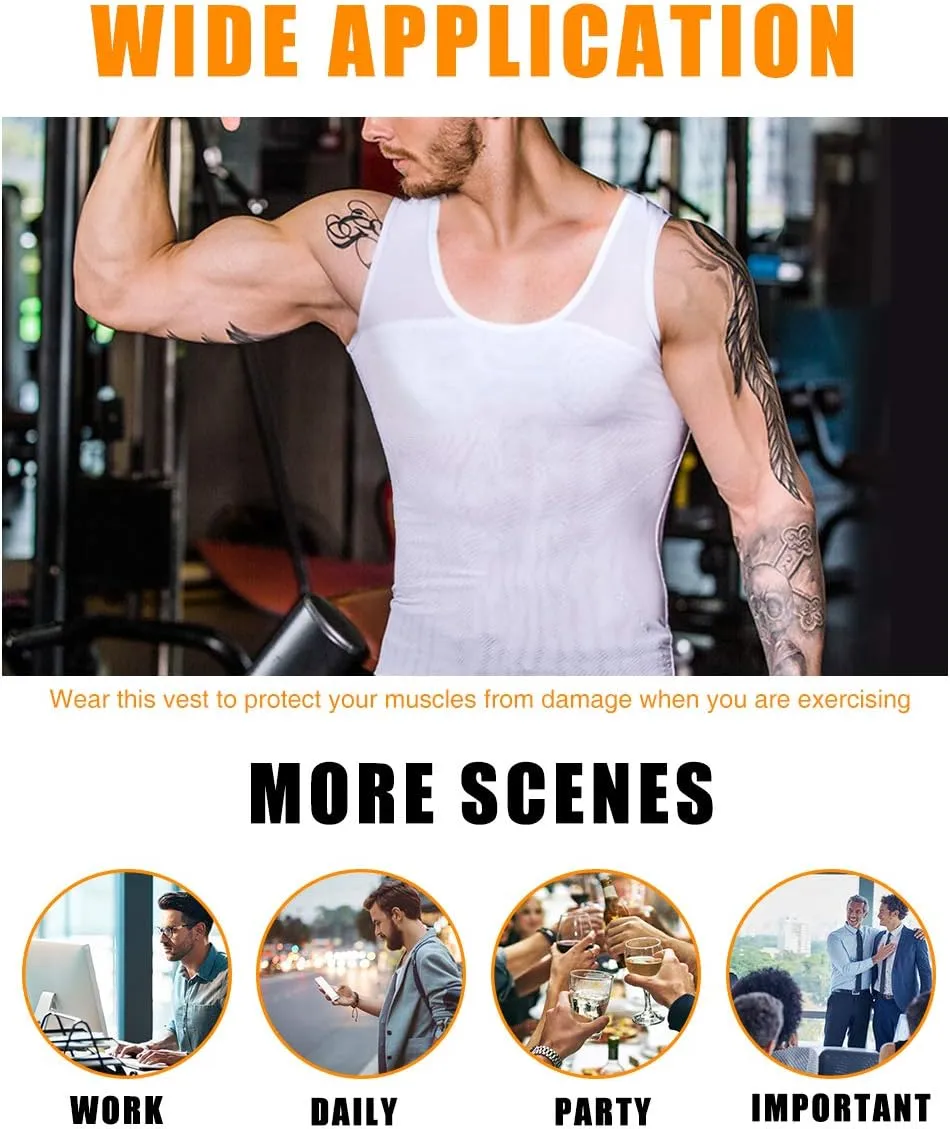 NonEcho Men Shapewear Compression Shirts Undershirts Slimming Body Shaper Waist Trainer Tank Top Vest with Zipper