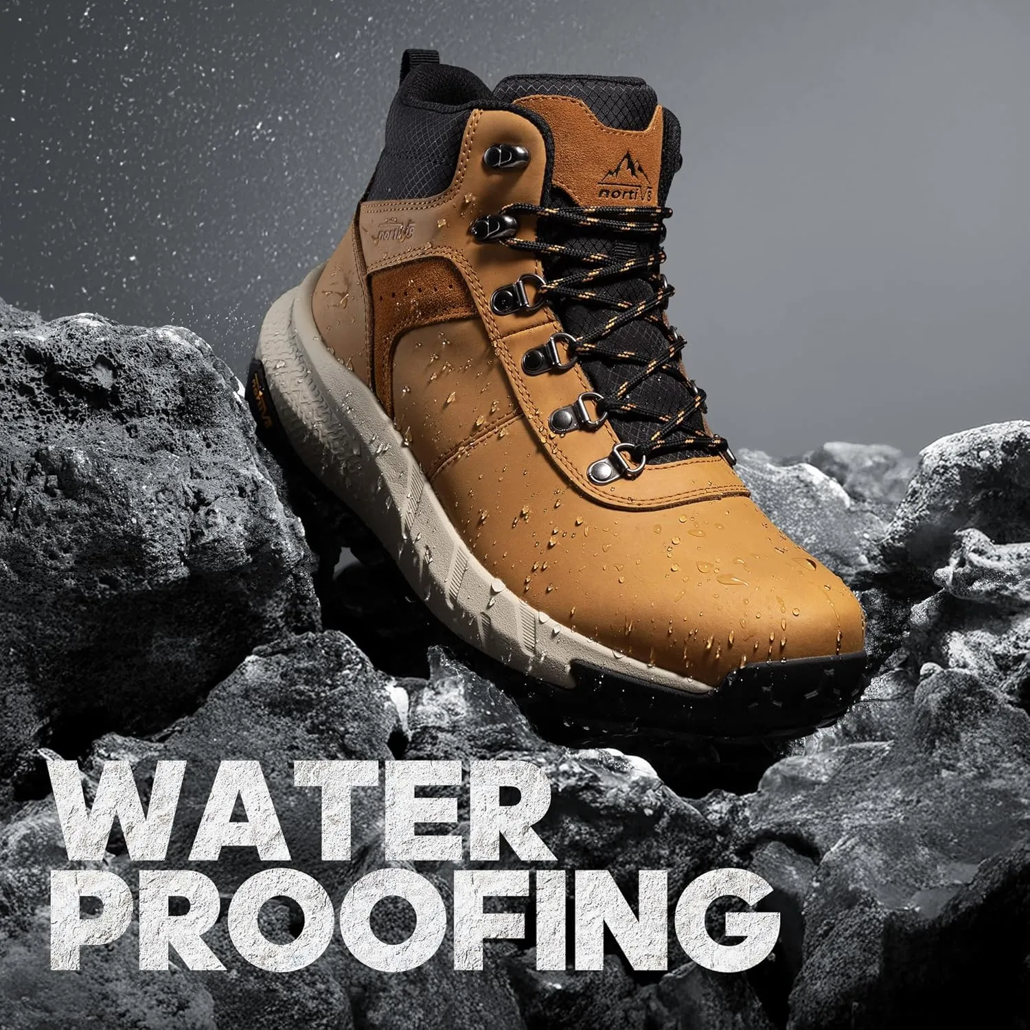 NORTIV 8 Men's Waterproof Hiking Boots Lightweight Outdoor Mid Trekking Leather Shoes DriftShield