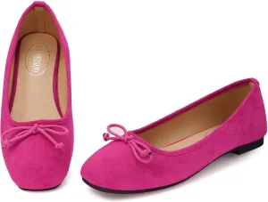ODORHEISAYO Dress Shoes for Women Office Shoes, Square Toe Ballet Flats Shoes Casual, Cute Bows Flats for Women, Comfort Slip ons Womens Shoes Dressy for Holiday Wedding Work Party