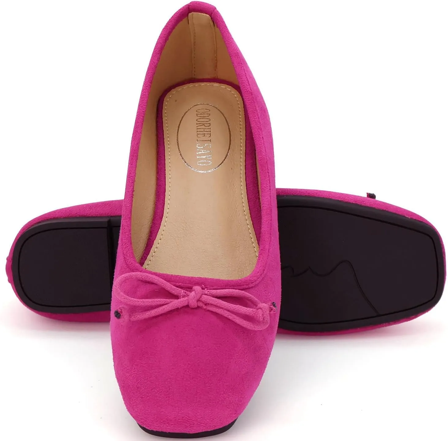 ODORHEISAYO Dress Shoes for Women Office Shoes, Square Toe Ballet Flats Shoes Casual, Cute Bows Flats for Women, Comfort Slip ons Womens Shoes Dressy for Holiday Wedding Work Party