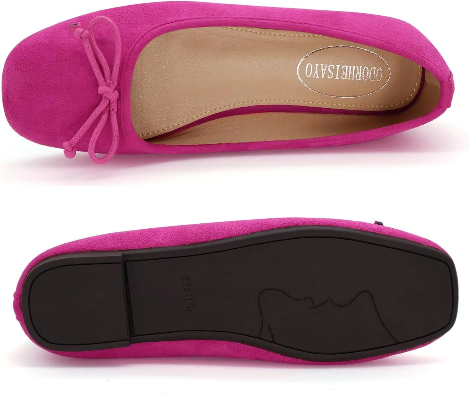 ODORHEISAYO Dress Shoes for Women Office Shoes, Square Toe Ballet Flats Shoes Casual, Cute Bows Flats for Women, Comfort Slip ons Womens Shoes Dressy for Holiday Wedding Work Party