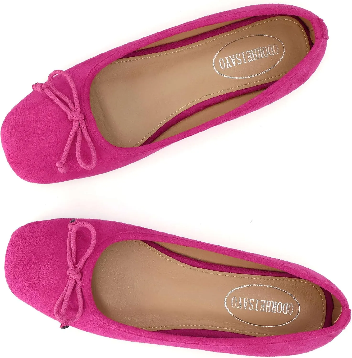 ODORHEISAYO Dress Shoes for Women Office Shoes, Square Toe Ballet Flats Shoes Casual, Cute Bows Flats for Women, Comfort Slip ons Womens Shoes Dressy for Holiday Wedding Work Party