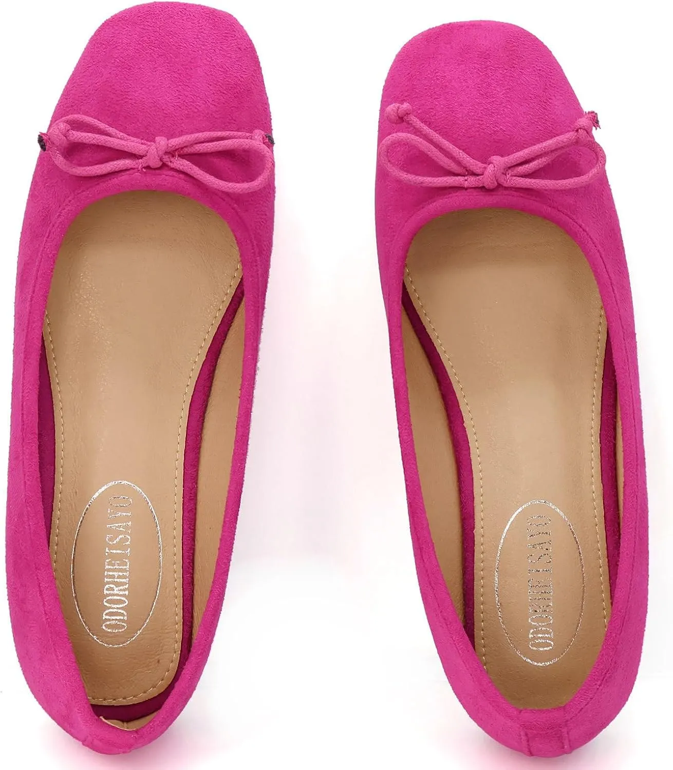 ODORHEISAYO Dress Shoes for Women Office Shoes, Square Toe Ballet Flats Shoes Casual, Cute Bows Flats for Women, Comfort Slip ons Womens Shoes Dressy for Holiday Wedding Work Party