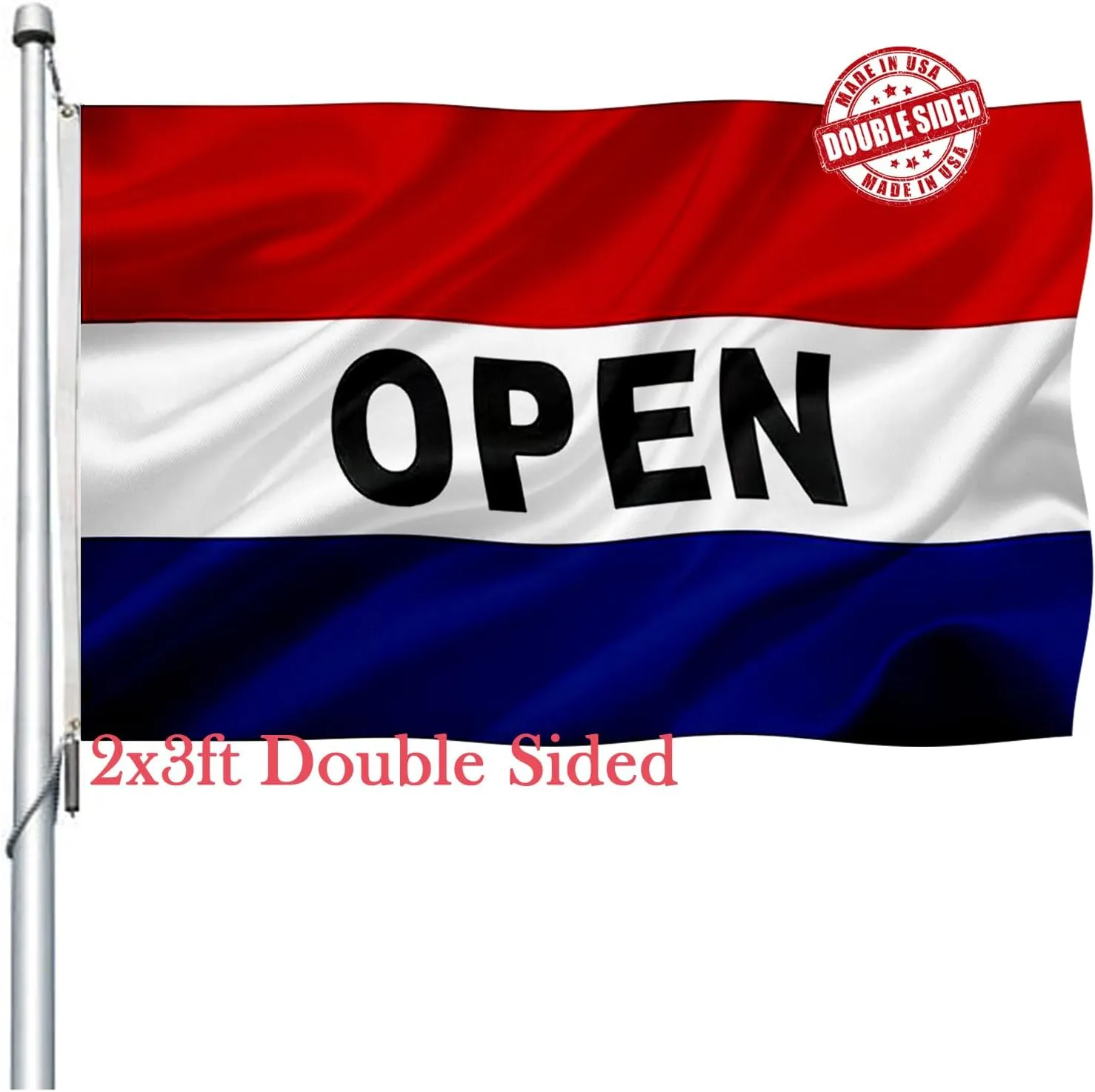 Open Flag 2x3 Outdoor Double Sided for Businesses- Heavy Duty Business Open Flags Banner with 2 Brass Grommets 4 Rows Stitched