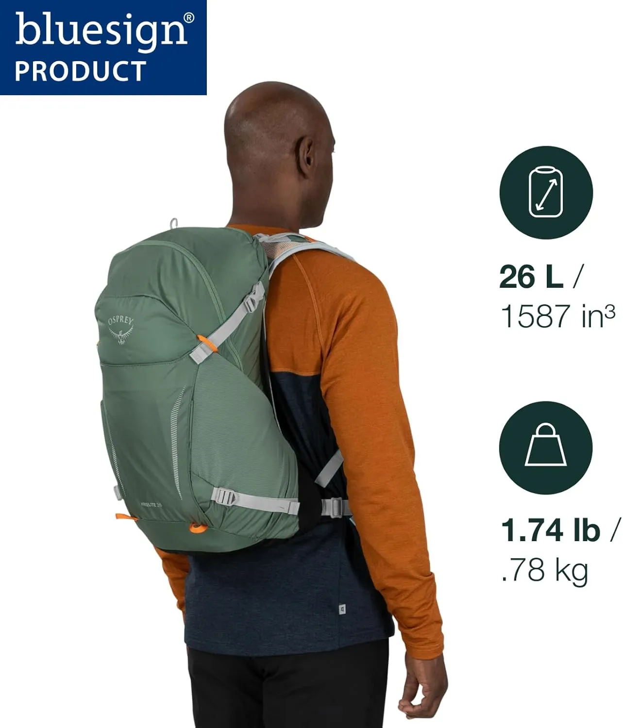 Osprey Hikelite 26L Unisex Hiking Backpack, Chameleon/Black