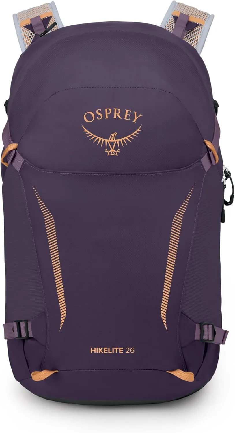 Osprey Hikelite 26L Unisex Hiking Backpack, Purple Ink/Purple Dusk/Cheddar Orange
