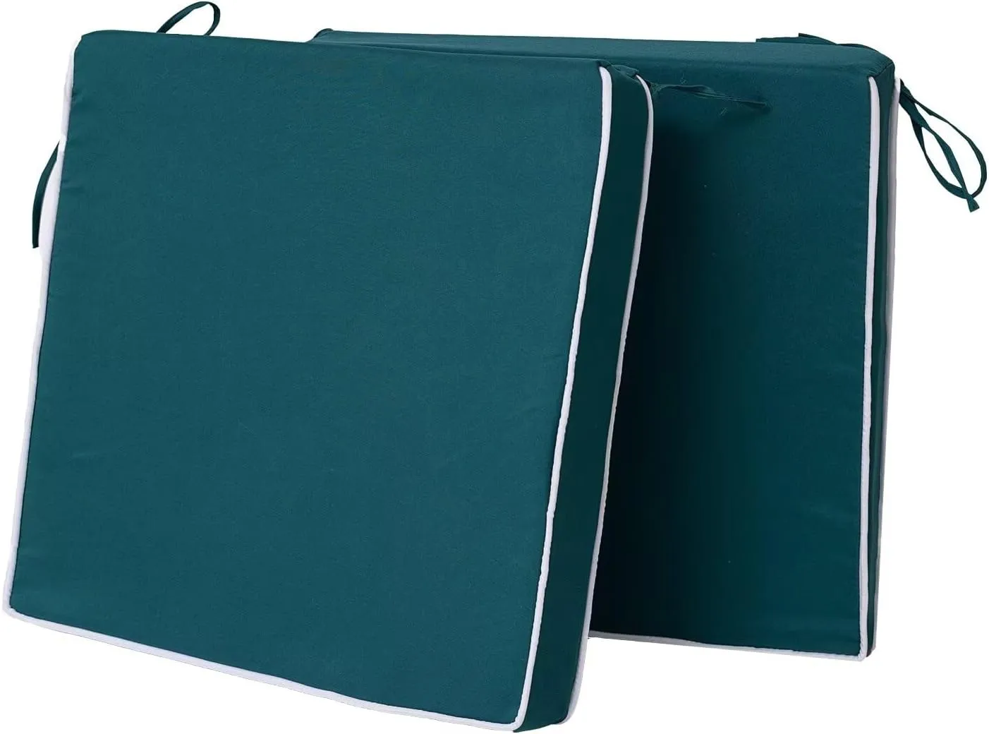 Outdoor Chair Cushions Set of 2, Waterproof Outdoor Seat Cushions for Patio Furniture, Patio Chair Cushion with Ties, Square Out Door Chair Pads,19" X 19" X 3", Dark Green