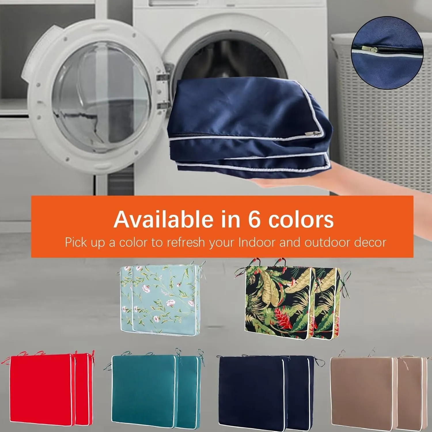 Outdoor Chair Cushions Set of 2, Waterproof Outdoor Seat Cushions for Patio Furniture, Patio Chair Cushion with Ties, Square Out Door Chair Pads,19" X 19" X 3", Dark Green