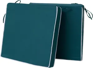 Outdoor Chair Cushions Set of 2, Waterproof Outdoor Seat Cushions for Patio Furniture, Patio Chair Cushion with Ties, Square Out Door Chair Pads,19" X 19" X 3", Dark Green