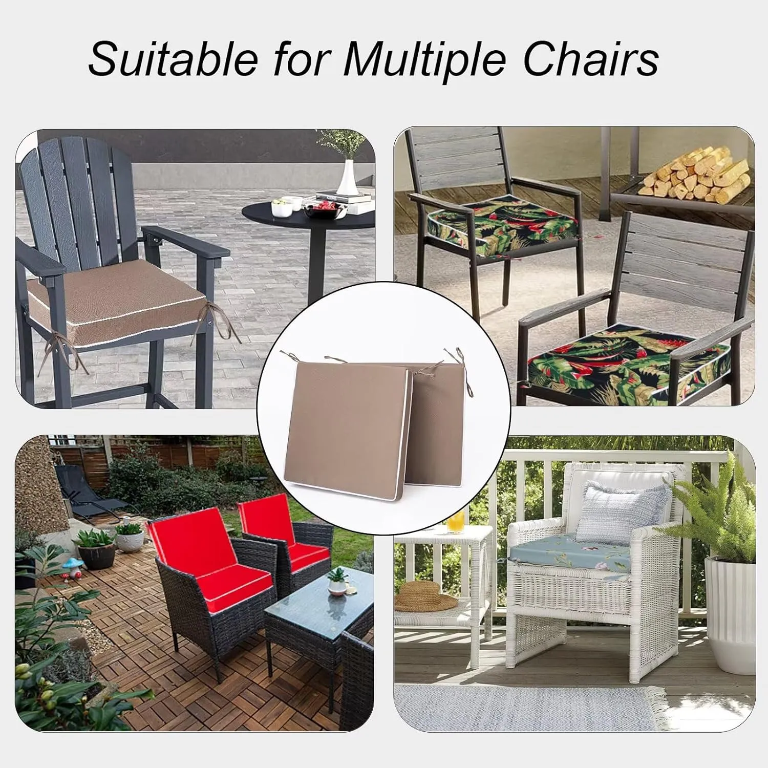 Outdoor Chair Cushions Set of 2, Waterproof Outdoor Seat Cushions for Patio Furniture, Patio Chair Cushion with Ties, Square Out Door Chair Pads,19" X 19" X 3", Holly Floral