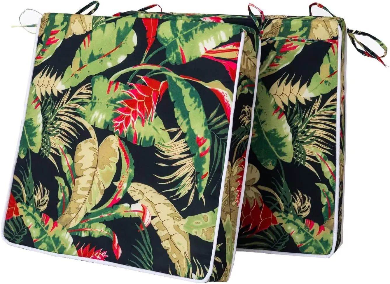 Outdoor Chair Cushions Set of 2, Waterproof Outdoor Seat Cushions for Patio Furniture, Patio Chair Cushion with Ties, Square Out Door Chair Pads,19" X 19" X 3", Holly Floral