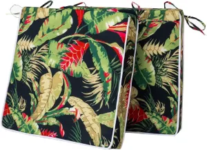Outdoor Chair Cushions Set of 2, Waterproof Outdoor Seat Cushions for Patio Furniture, Patio Chair Cushion with Ties, Square Out Door Chair Pads,19" X 19" X 3", Holly Floral